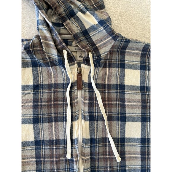 L.L. Bean Scotch Plaid Full Zip Hoodie Relaxed Fit Size Small Outdoors Fall - Picture 3 of 11